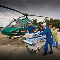photo of grand strand er staff with helicopter